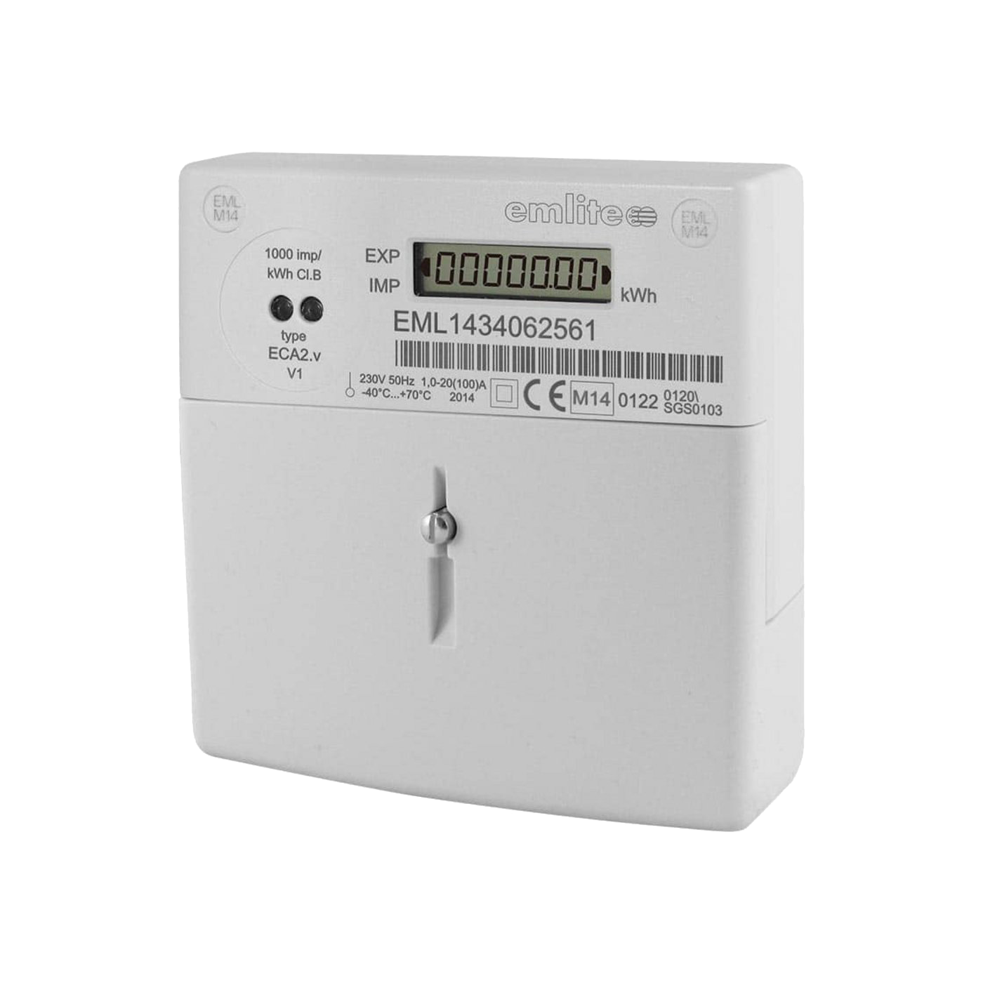 Emlite Bi-directional meter with extended cover, single phase, 100A- Rubicon UK Shop
