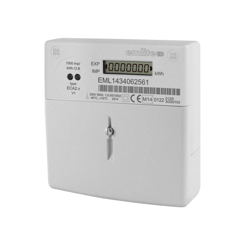 Emlite Bi-directional meter with extended cover, single phase, 100A- Rubicon UK Shop
