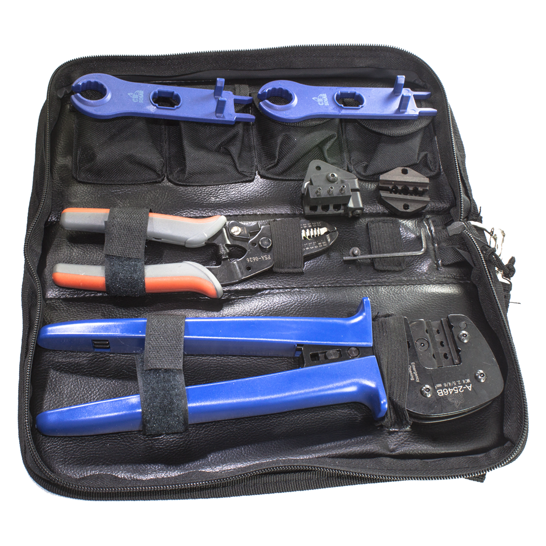 Flexgear Solar crimping tool set for 2.5, 4 & 6mm, with cutter and stripper- Rubicon UK Shop
